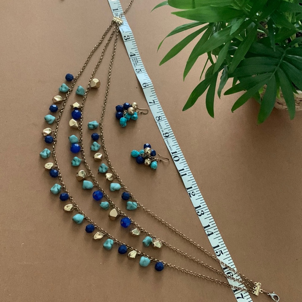 BOGO Necklace & Earring set - blue and gold